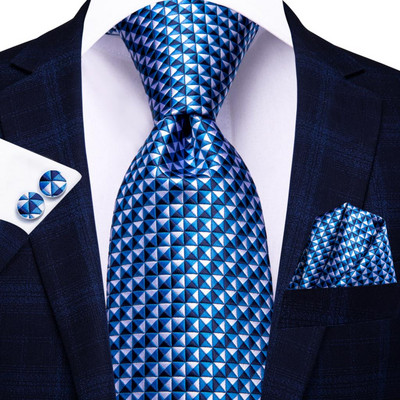 Hi-Tie Blue Business Solid 100% selyem férfi nyakkendő nyakkendő 8,5 cm férfi nyakkendő Formális Luxus Esküvő Kiváló minőségű Gravata