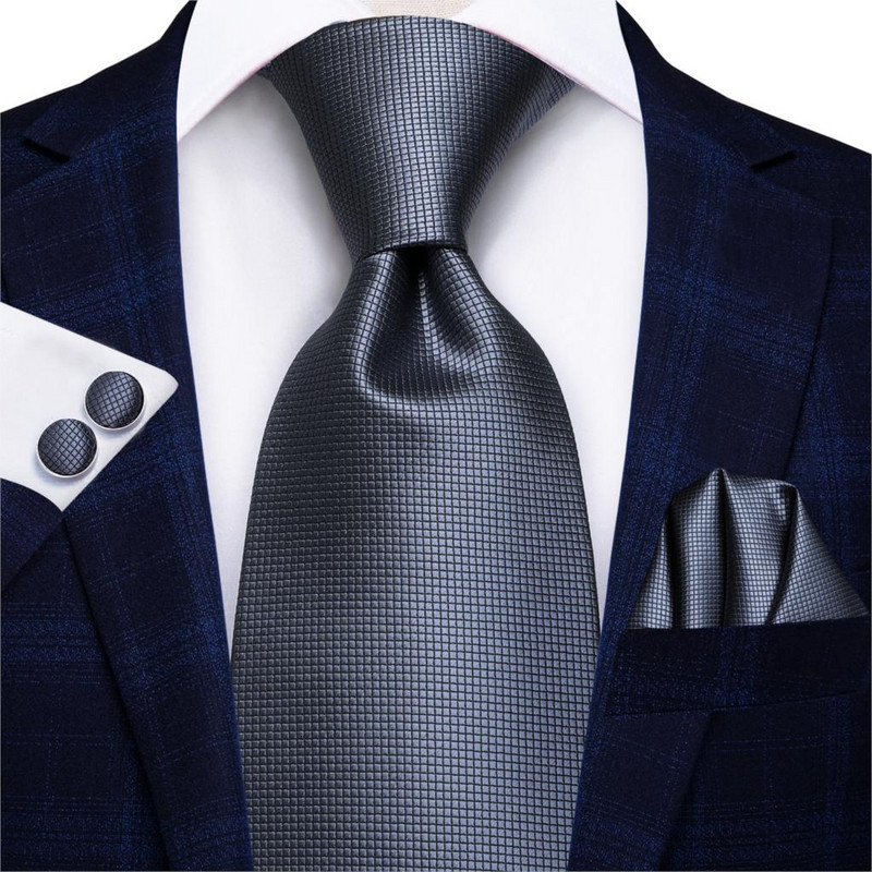 Hi-Tie 8,5 cm Business Black Solid Paisley 100% Selyem Férfi Nyakkendő Nyakkendő Férfi Formális Luxus Esküvői Nyakkendők Gravatas