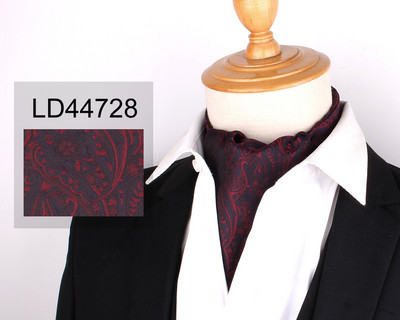 Jacquard virágos Paisley férfi kesudió nyakkendő Esküvői Cravat Ascot Scrunch Self Brit Gentleman poliészter puha nyakkendő luxus