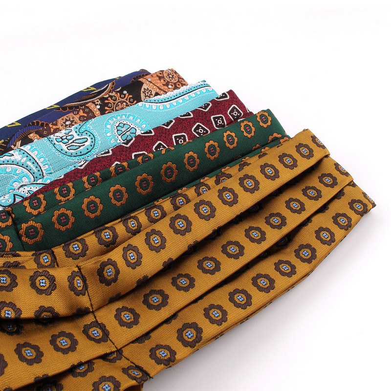 Jacquard virágos Paisley férfi kesudió nyakkendő Esküvői Cravat Ascot Scrunch Self Brit Gentleman poliészter puha nyakkendő luxus