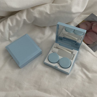 Szilárd kontaktlencsék tárolódoboza, fekete, elegáns lencsetartó Női Ins Kiváló minőségű kontaktlencsetok Férfi hordozható utazási készlet