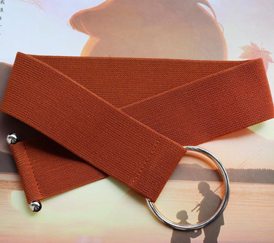 Övek nőknek Fekete Egyszerű derék Elasztikus női pánt Kerek csatos Dekorációs Kabát Pulóver Divat ruha Rizsfehér