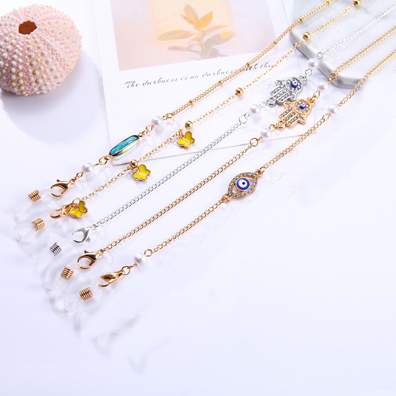 Vintage fekete denevér szemüveg lánc uniszex napszemüveg zsinór tartó fém zsinór olvasó szemüveg szíj maszk lánc lóg a nyakon ékszerek