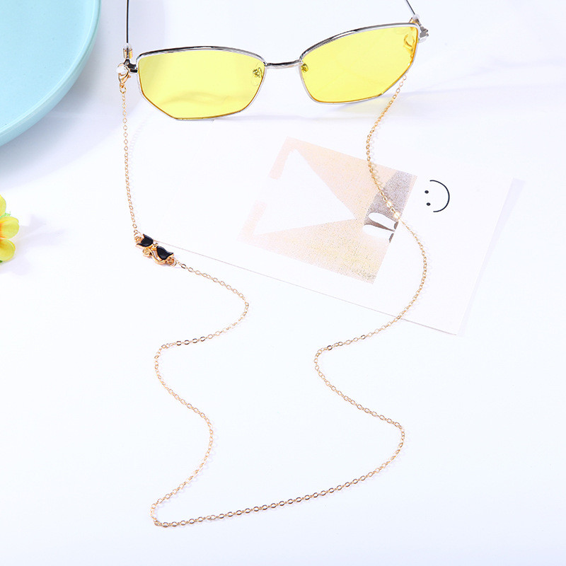 Vintage fekete denevér szemüveg lánc uniszex napszemüveg zsinór tartó fém zsinór olvasó szemüveg szíj maszk lánc lóg a nyakon ékszerek