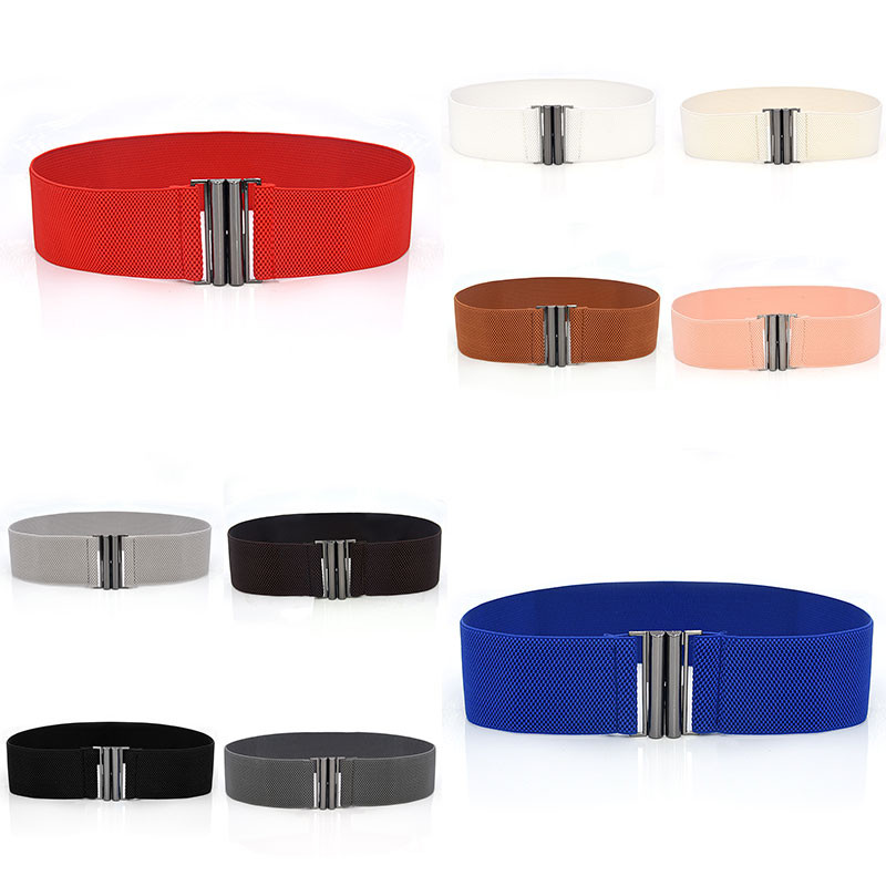 Széles elasztikus öv egyszínű fűző öv fém csat női divat szalagok sztreccs derékpánt női deréköv
