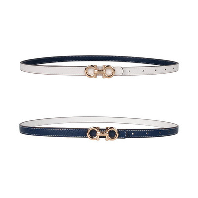 Állítható PU bőr női ruha övek vékony vékony női derék övek pánt csat női kétoldalas használatú derékpánt