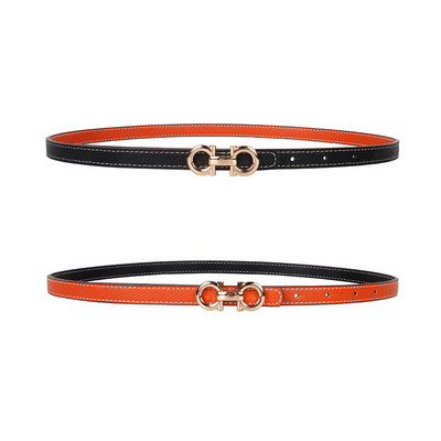 Állítható PU bőr női ruha övek vékony vékony női derék övek pánt csat női kétoldalas használatú derékpánt