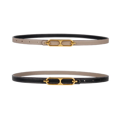 Állítható PU bőr női ruha övek vékony vékony női derék övek pánt csat női kétoldalas használatú derékpánt