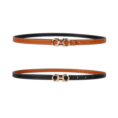 Állítható PU bőr női ruha övek vékony vékony női derék övek pánt csat női kétoldalas használatú derékpánt