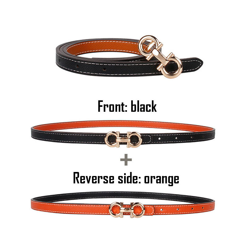 Állítható PU bőr női ruha övek vékony vékony női derék övek pánt csat női kétoldalas használatú derékpánt