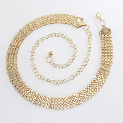 Elegáns kerek fém öv nőknek Retro arany ezüst faragott üreges lánc hosszú övek divatos ruha dekoratív női derékpánt