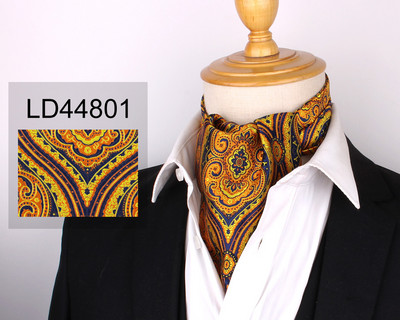 Új virágos Paisley férfi kesudió nyakkendő esküvői formális Cravat Ascot Scrunch Self Brit Gentleman poliészter puha nyakkendő luxus