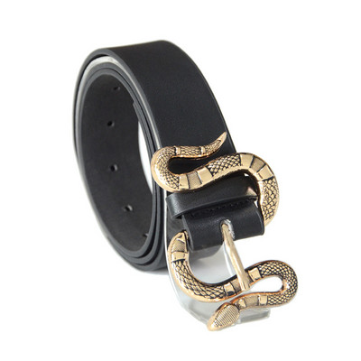 Designer övek Női Minőségi Luxus Márka Fényes Strasszos Snake Buckle Pu Bőr Öv Női Farmer
