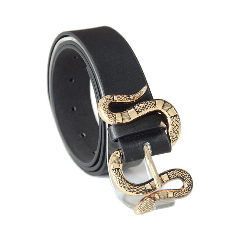 Designer övek Női Minőségi Luxus Márka Fényes Strasszos Snake Buckle Pu Bőr Öv Női Farmer