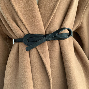 Νέες ζώνες με λεπτούς κόμπους για γυναίκες Lady Soft PU Δερμάτινη ζώνη Μαύρες λουρίδες καφέ Άγριο μακρύ φόρεμα παλτό αξεσουάρ Γυναικεία ζώνη