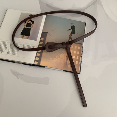 Új vékony csomós övek nőknek Lady puha PU bőr öv fekete kávépántok Wild hosszú ruha kabát kiegészítők női derékpánt