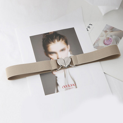 Női divat vékony elasztikus sztreccs derékpánt Love Heart fém csatos öv női csípős deréktömítés gumipánt kiegészítők