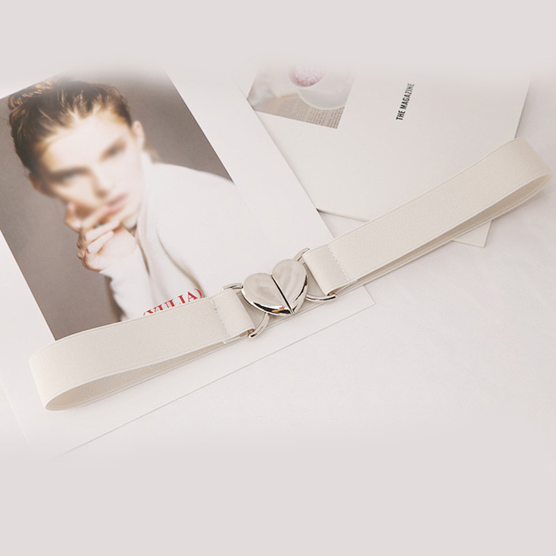 Női divat vékony elasztikus sztreccs derékpánt Love Heart fém csatos öv női csípős deréktömítés gumipánt kiegészítők