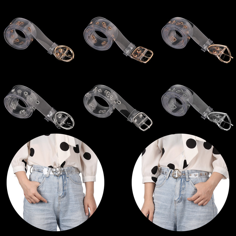 Divat női átlátszó, láthatatlan derékpánt átlátszó kerek, négyzet alakú szívtű csat széles derékszíj női punk deréköv új