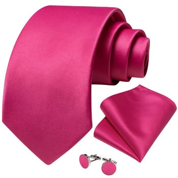 DiBanGu Νέα Hot Pink Μασίφ Μεταξωτές Γραβάτες Μανικετόκουμπα Τσέπης Τσέπης Αξεσουάρ Γάμου 8cm Σετ Γραβάτα Χονδρική