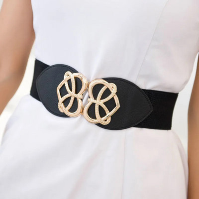 Női Divatos, rugalmas, széles skálájú öv tervező luxusmárka arany csatos derék ruha kabát pulóver dekoratív derékrész