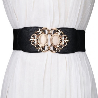 Női Divatos, rugalmas, széles skálájú öv tervező luxusmárka arany csatos derék ruha kabát pulóver dekoratív derékrész