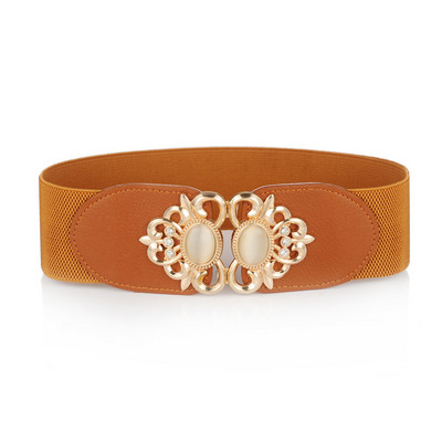 Női Divatos, rugalmas, széles skálájú öv tervező luxusmárka arany csatos derék ruha kabát pulóver dekoratív derékrész