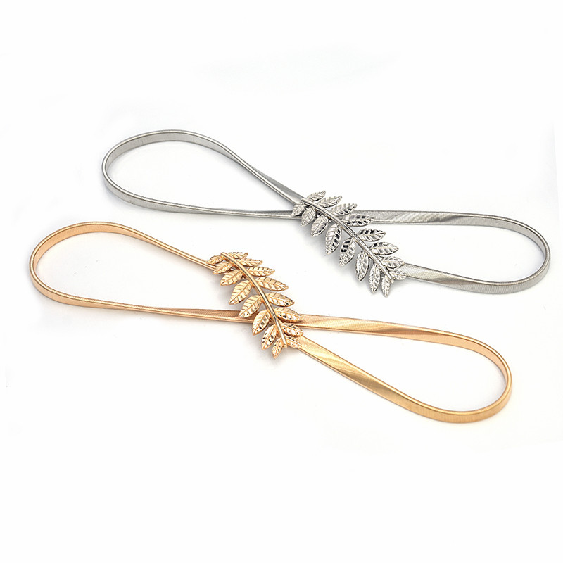 Virágos levelek fém csatos öv női női rugalmas derék lánc övek női arany vékony övek Ceinture Femme Pasek Damski