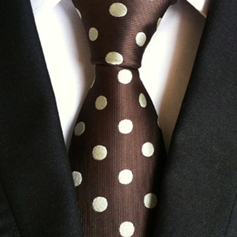 Új dizájn divatos nyakkendő narancssárga fehér kék pöttyös nyakkendő férfiaknak üzleti esküvői formális nyakkendő 8 cm selyem ruha ajándék Gravata
