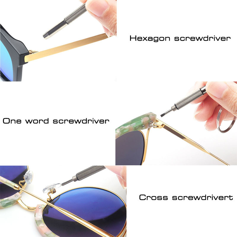 SO&EI prillide parandamise tööriistad Multifunktsionaalsed kolme kasutusega klaasid Kruvikeeraja Prillide kaitse Remonditööriist Kaasaskantav reisivarustus