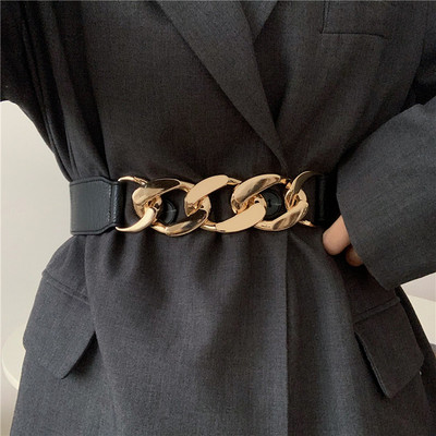 Arany lánc öv elasztikus ezüst fém deréköv nőknek ceinture femme stretch cummerbunds női kabát ketting riem derékpánt