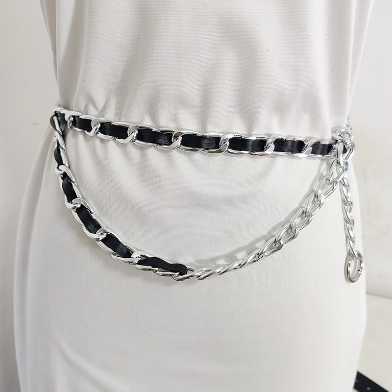 Arany lánc öv elasztikus ezüst fém deréköv nőknek ceinture femme stretch cummerbunds női kabát ketting riem derékpánt
