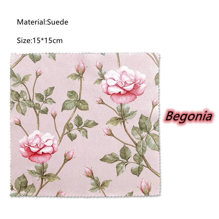 2db/Szett Virágos Szemüvegkendő Rose/Iris/Begonia/Daisy Velúr Szemüvegkendő 15*15cm Szemüveglencsék Telefonképernyő tisztító törlőkendők
