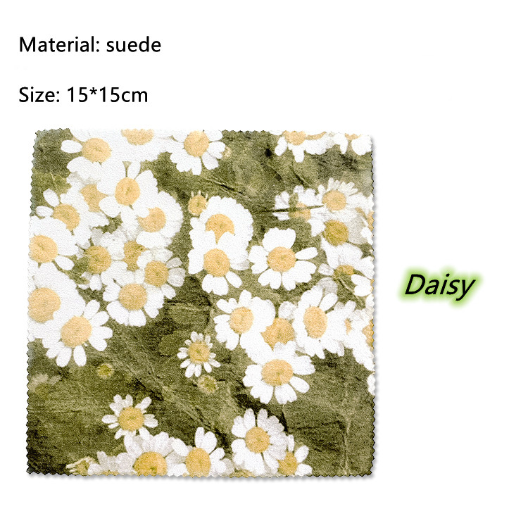 2db/Szett Virágos Szemüvegkendő Rose/Iris/Begonia/Daisy Velúr Szemüvegkendő 15*15cm Szemüveglencsék Telefonképernyő tisztító törlőkendők