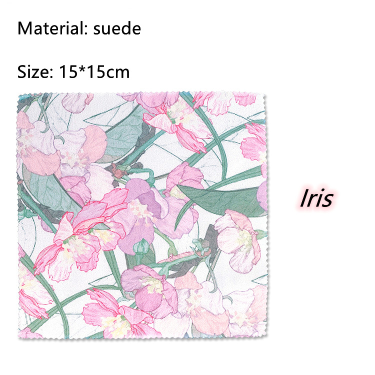 2db/Szett Virágos Szemüvegkendő Rose/Iris/Begonia/Daisy Velúr Szemüvegkendő 15*15cm Szemüveglencsék Telefonképernyő tisztító törlőkendők
