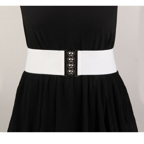 Női elasztikus öv 3" széles divatos sztreccs derékpánt csattal új rugalmas, retro széles derék öv.