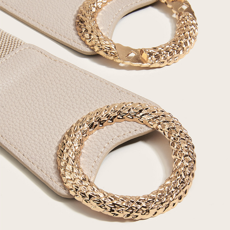 Koreai divat női díszített rugalmas széles arany öv csatos ruha pulóver pulóver deréköv női tervező luxusmárka