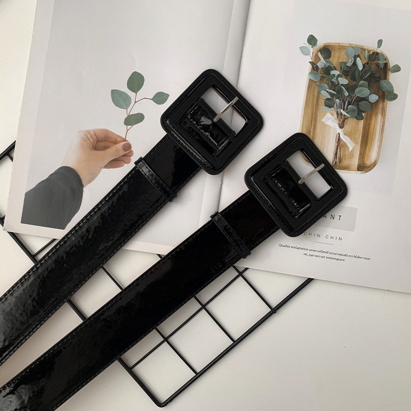 Platus moteriškas juosmens diržas kietos lakinės odos dideli korseto diržai moterims Aukštos kokybės suknelės juosmuo Didelis megztinis Džinsų dirželis raudonas