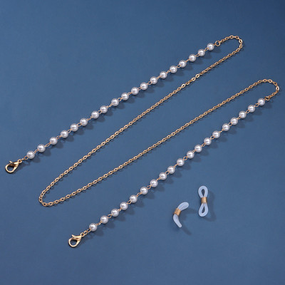 Szemüvegek gyöngy lánc fehér Gyöngyök műanyag Pearl Charm O lánc Homár maszk Akasztó kötél Szilikon hurkok Napszemüveg Kiegészítő