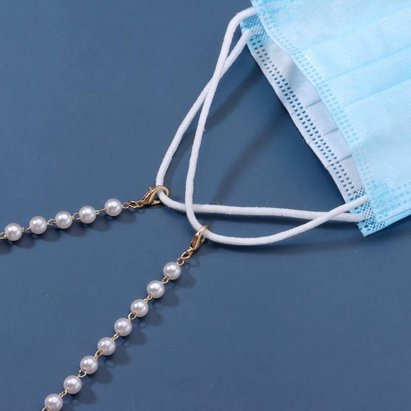 Szemüvegek gyöngy lánc fehér Gyöngyök műanyag Pearl Charm O lánc Homár maszk Akasztó kötél Szilikon hurkok Napszemüveg Kiegészítő