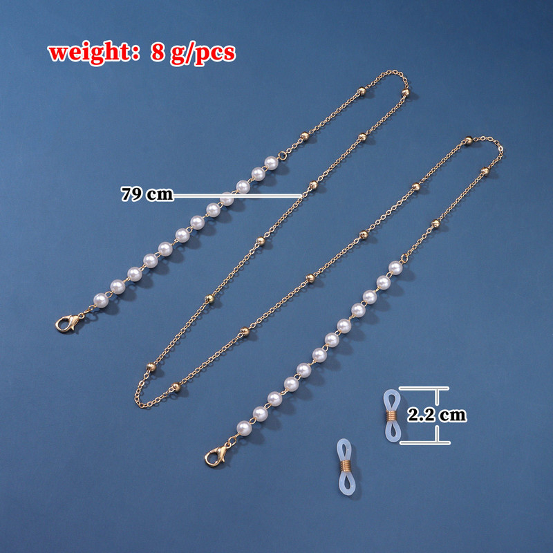 Szemüvegek gyöngy lánc fehér Gyöngyök műanyag Pearl Charm O lánc Homár maszk Akasztó kötél Szilikon hurkok Napszemüveg Kiegészítő