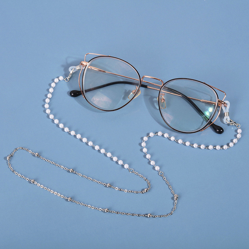 Szemüvegek gyöngy lánc fehér Gyöngyök műanyag Pearl Charm O lánc Homár maszk Akasztó kötél Szilikon hurkok Napszemüveg Kiegészítő