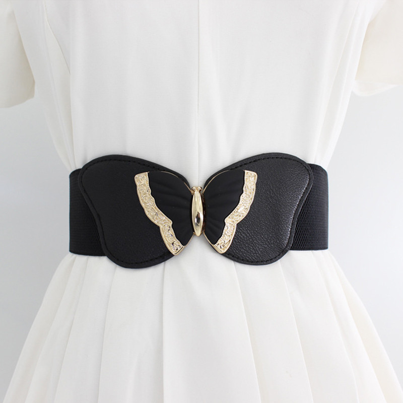 Divat széles derék öv sztreccs arany csatos fűző öv nagy méretű cummerband 65 cm elasztikus fekete derékpánt Vintage 6 cm széles öv
