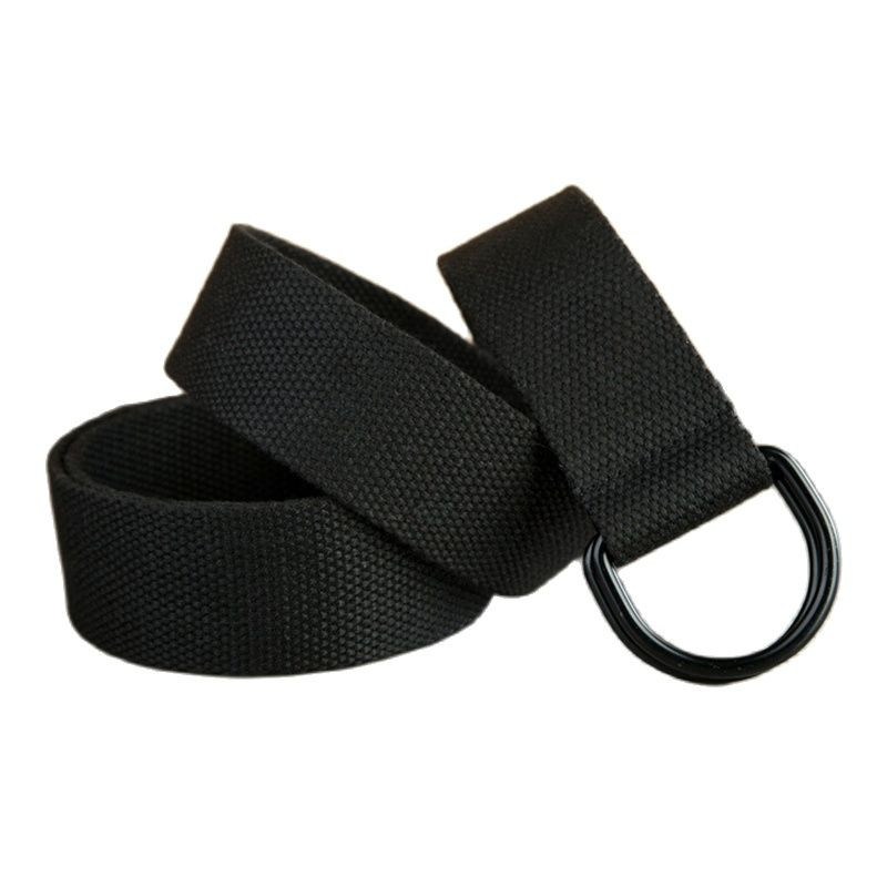 160 cm-es, klasszikus, egyszerű stílusú, hétköznapi nadrág D-gombos diák dupla gyűrűs vászon női és férfi meghosszabbított öv