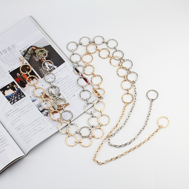 Női divat kör fém lánc öv arany ezüst szív rojtok gyűrű derék lánc ruhák övek női csípő új ketting riem 365