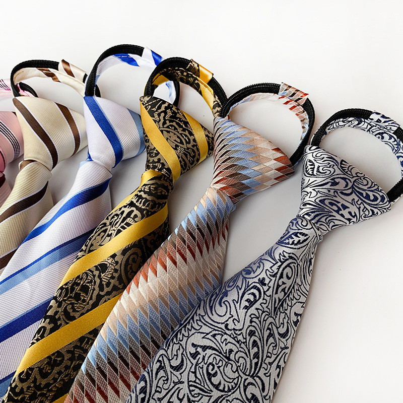 8 cm-es férfi divat lusta cipzáras előre megkötött nyakkendő Paisley virágos kockás csíkos pontok nyakkendők úri parti ruha esküvői nyakkendő