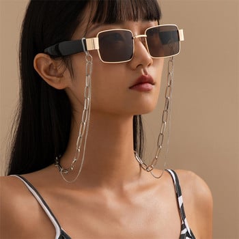 Хип-хоп многослойна верижка за слънчеви очила Каишка за врата Дебела метална верига за очила Модни дамски бижута