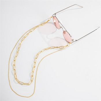 Хип-хоп многослойна верижка за слънчеви очила Каишка за врата Дебела метална верига за очила Модни дамски бижута