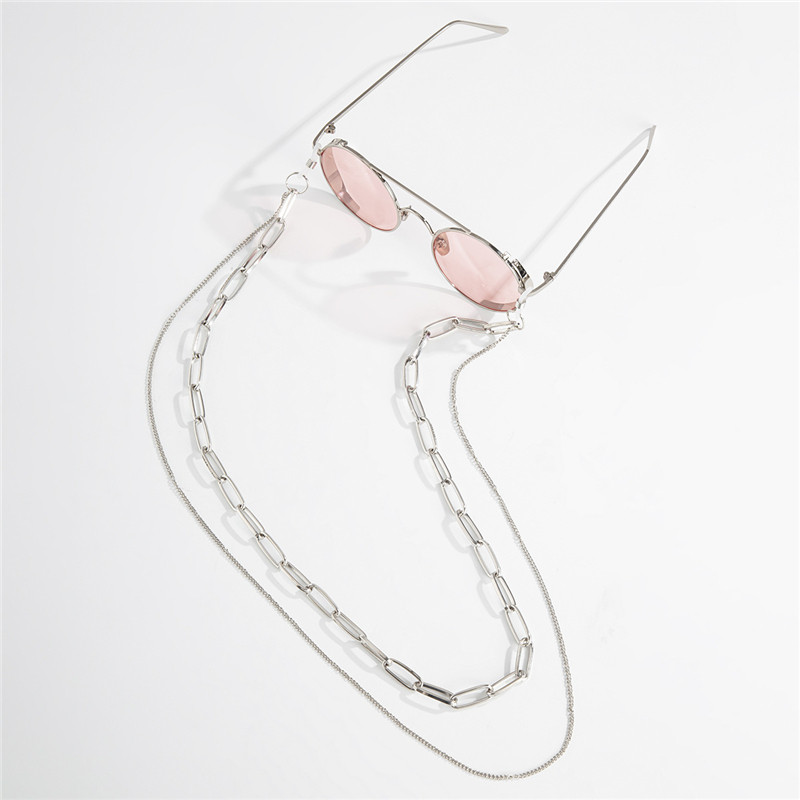 Hip-hop többrétegű napszemüveg lánc pánt nyakpánt vastag fém lánc szemüveghez Divat női ékszerek