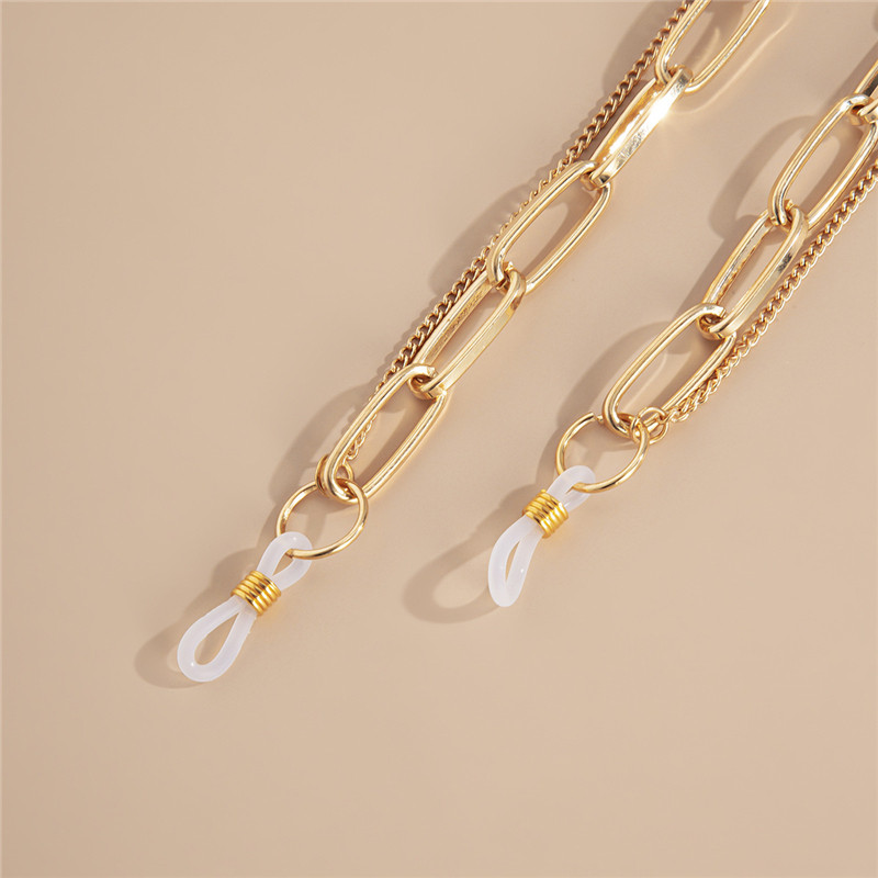 Hip-hop többrétegű napszemüveg lánc pánt nyakpánt vastag fém lánc szemüveghez Divat női ékszerek